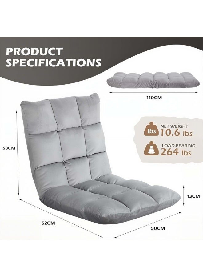 Halamine Folding Floor Chair, Floor Chair With Back Support, Folding Sofa Chair With 5 Adjustable Position, Comfortable Lounger for Gaming, Meditation, Reading, or Home Office Use - Image 2