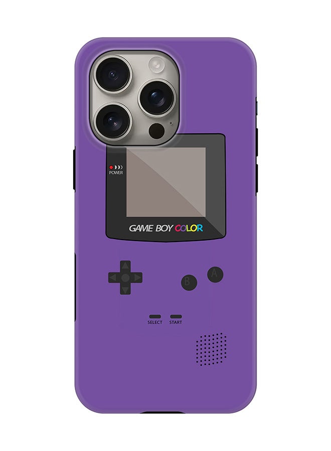 Stylizedd Tough Pro Magnetic Case for iPhone 16 Pro, Dual Layer hybrid PC + TPU Mobile Cover Matte - Gameboy Color - Purple - Image 1
