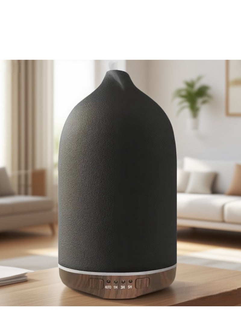 Y&D （Black）250Ml Wood Grain Ceramic Short Spout Humidifier Seven Colours White And Black Ceramic Aromatherapy Machine Ultrasonic Essential Oil Diffuser - Image 2