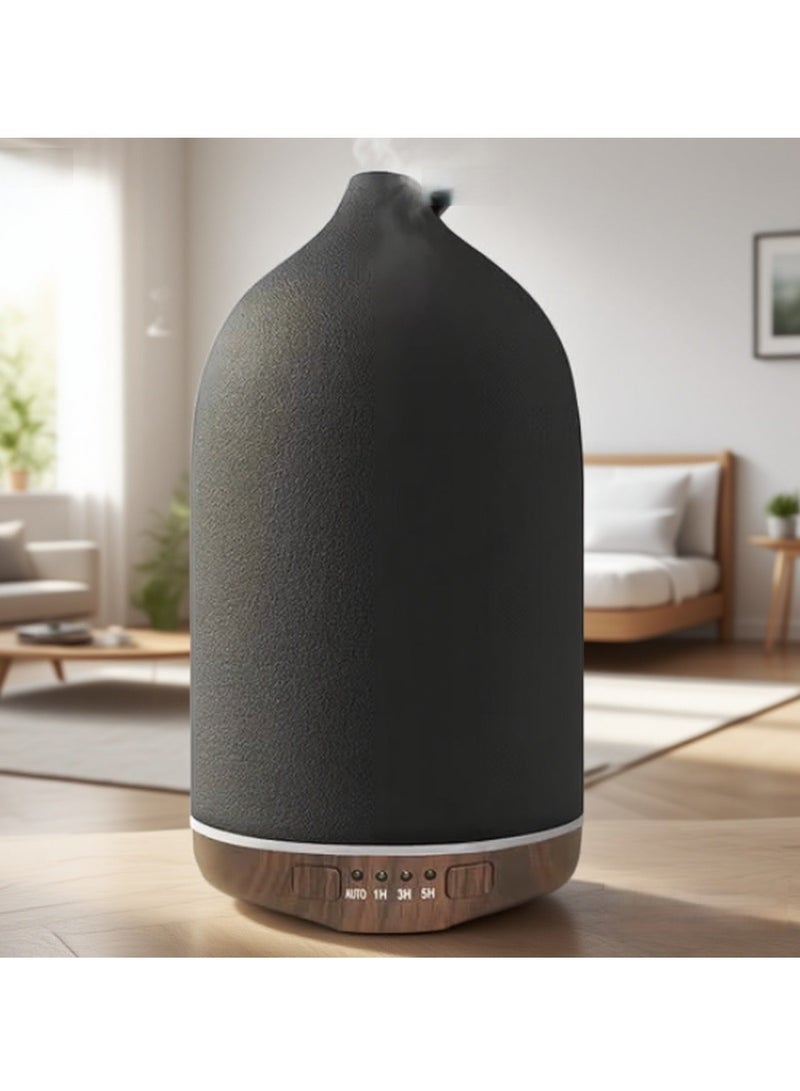 Y&D （Black）250Ml Wood Grain Ceramic Short Spout Humidifier Seven Colours White And Black Ceramic Aromatherapy Machine Ultrasonic Essential Oil Diffuser - Image 1