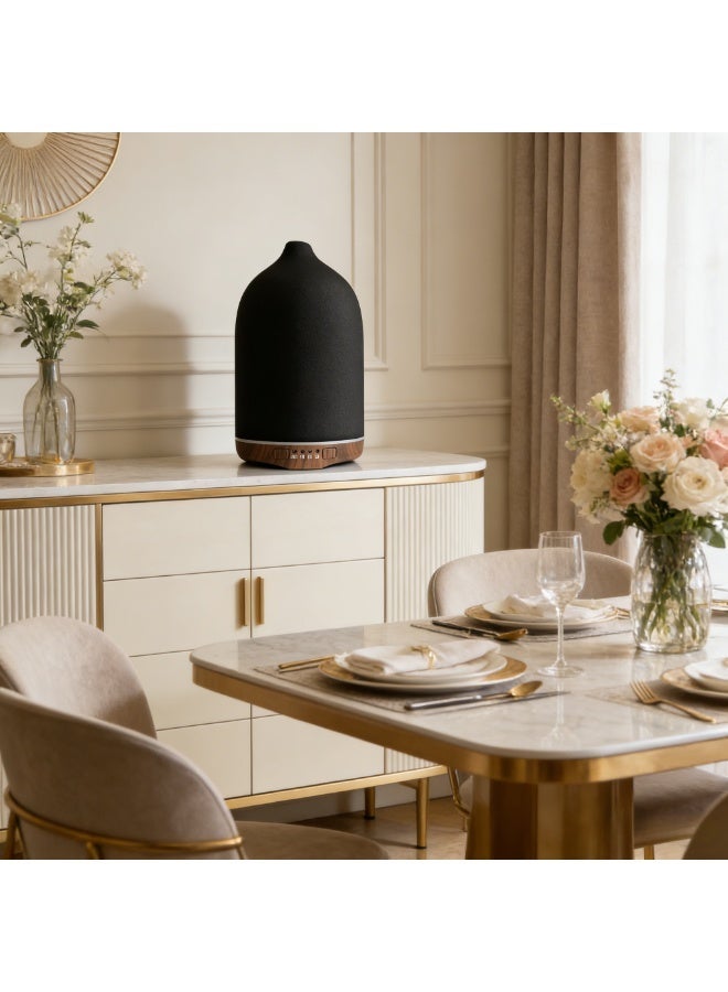 Y&D （Black）250Ml Wood Grain Ceramic Short Spout Humidifier Seven Colours White And Black Ceramic Aromatherapy Machine Ultrasonic Essential Oil Diffuser - Image 4