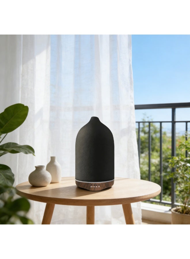 Y&D （Black）250Ml Wood Grain Ceramic Short Spout Humidifier Seven Colours White And Black Ceramic Aromatherapy Machine Ultrasonic Essential Oil Diffuser - Image 5