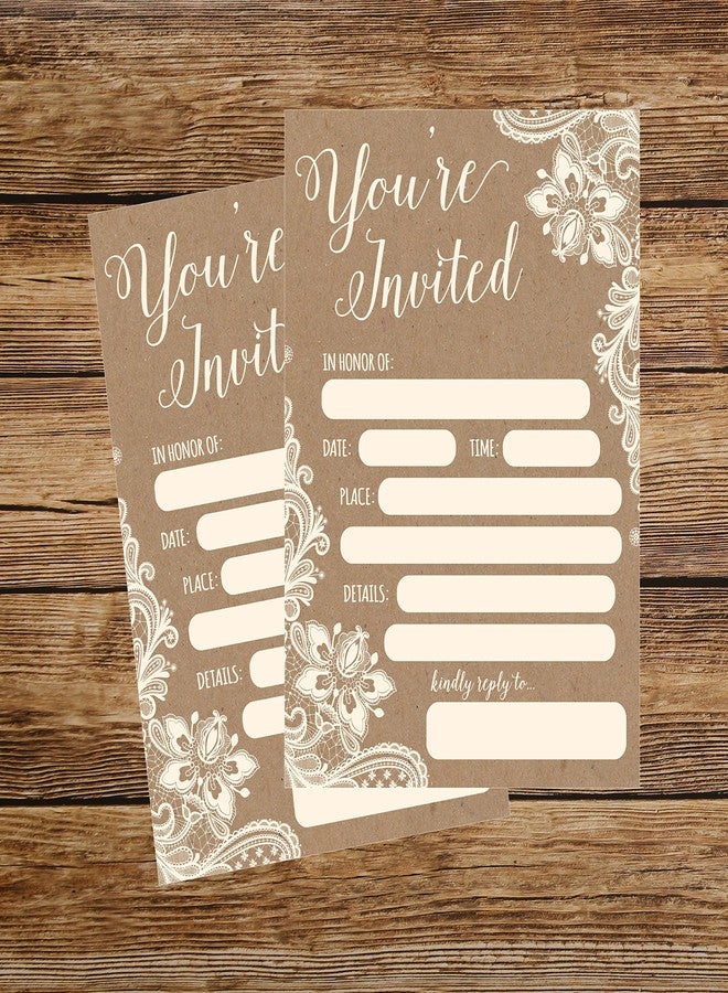 Hadley Designs 50 Fill in Invitations, Burlap and Lace, Kraft, Wedding, Bridal Shower Invitations, Rehearsal Dinner, Invites, Baby Shower Invite, Bachelorette Party Invites, Engagement, Graduation - Image 5