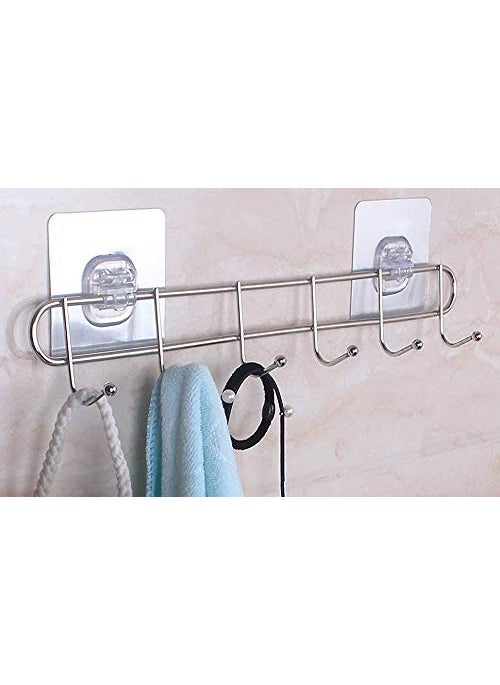 ZIVIK ZIVIK Metal Wall Hooks Utility for Towel Bathrobe Coats Bathroom Kitchen Waterproof and Oil Proof Nail Free Transparent Heavy Duty Wall Hook Ceiling Hanger 6 Pieces Hook5KG Load Capacity  - Image 1