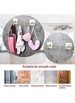 ZIVIK ZIVIK Metal Wall Hooks Utility for Towel Bathrobe Coats Bathroom Kitchen Waterproof and Oil Proof Nail Free Transparent Heavy Duty Wall Hook Ceiling Hanger 6 Pieces Hook5KG Load Capacity  - Image 5