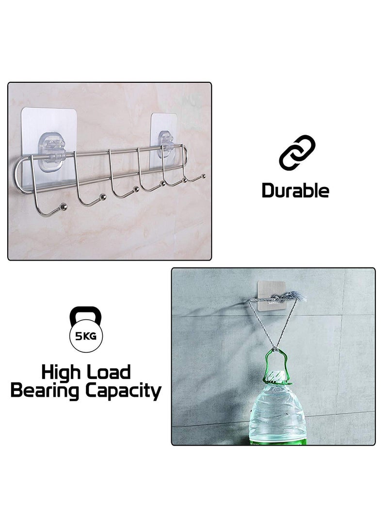 ZIVIK ZIVIK Metal Wall Hooks Utility for Towel Bathrobe Coats Bathroom Kitchen Waterproof and Oil Proof Nail Free Transparent Heavy Duty Wall Hook Ceiling Hanger 6 Pieces Hook5KG Load Capacity  - Image 4