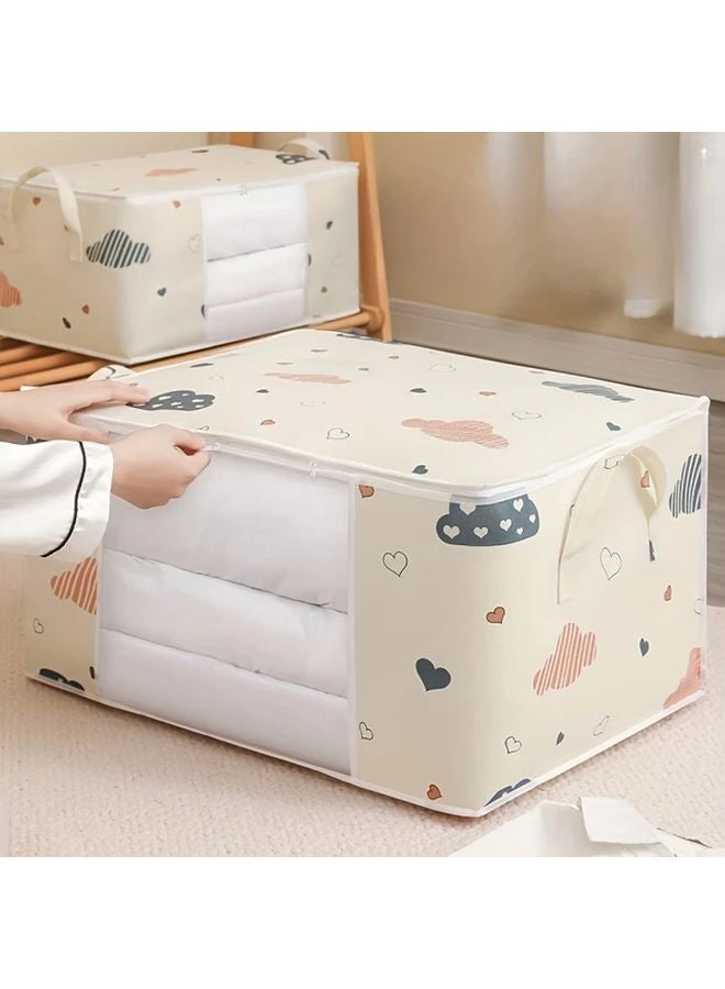 75 لتر حقيبة تخزين كبيرة للسرة تحت السرير بسحاب بلون البيج لمنع الغبار - Image 5