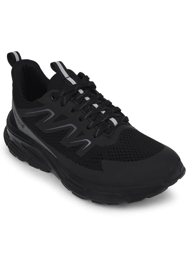 Liberty Leap7x MEKSHAW-1E Lacing Sports Running Shoes for Men - Black | Comfortable and Durable Lace-Up Closure - Suitable for Lacing Walking, Gym, Jogging Shoes for Gents - Cushioned Footbed - Image 1