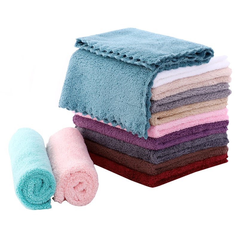 MOONQUEEN Microfiber Facial Cloths Fast Drying Washcloth 12 Pack - Premium Soft Makeup Remover Cloths - Multicolored - Image 1