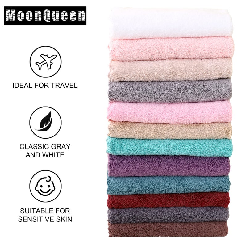 MOONQUEEN Microfiber Facial Cloths Fast Drying Washcloth 12 Pack - Premium Soft Makeup Remover Cloths - Multicolored - Image 4