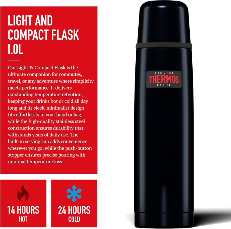 THERMOS Stainless Steel Vacuum Insulated Midnight Blue Flask 1000 ML - Image 2