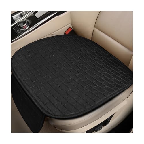 ZNDAW Front Car Seat Cover AntiSlip Breathable Linen Bottom Seat Protector Covers with Storage Pockets Universal Front Driver Seat Pad Mat for Cars SUVs Truck Van Black - Image 1