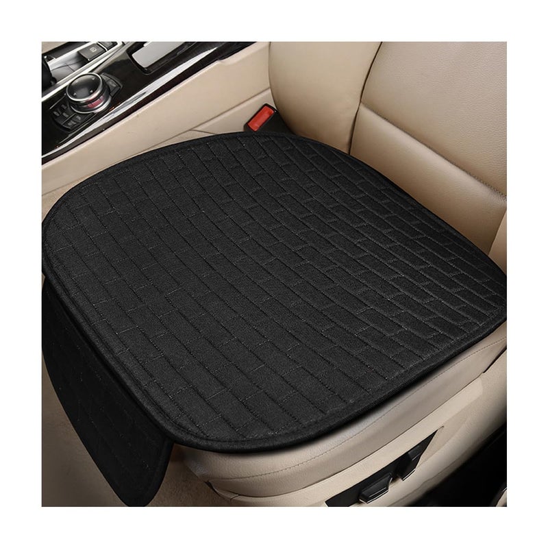 ZNDAW Front Car Seat Cover AntiSlip Breathable Linen Bottom Seat Protector Covers with Storage Pockets Universal Front Driver Seat Pad Mat for Cars SUVs Truck Van Black - Image 3