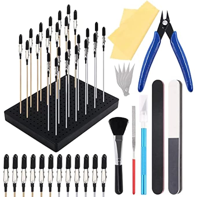 32PCS GUNDAM MODEL BUILDING TOOLS HOBBY MODEL TOOLS AND MODEL PAINTING BASE HOLDER ALLIGATOR CLIP STICKS ASSORTMENT KIT, PERFECT FOR MODEL MAKING LOVER AND DIY PROJECTS - Image 1