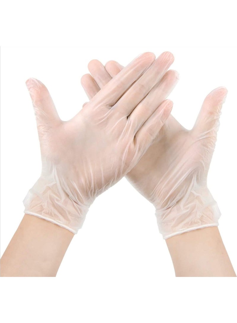 100 قطعة من قفازات الفينيل الشفافة للاستخدام مرة واحدة، خالية من مسحوق اللاتكس، قوية جدًا، آمنة لجميع الأغراض - Image 1