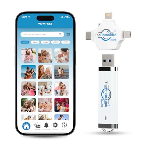 ThePhotoStick ذا فوتو ستيك أومني 32 جيجابايت فلاش درايف ذاكرة تلقائي لنسخ الصور والفيديوهات لجهاز آيفون أندرويد ماك بي سي اتصال متعدد المنافذ لتخزين ونقل الملفات بسهولة - Image 3