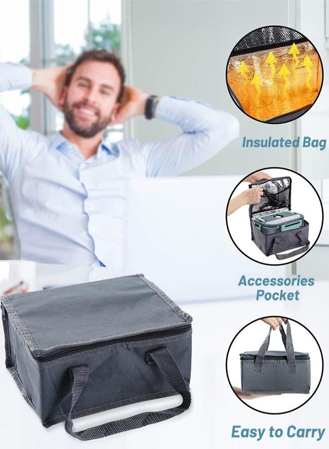 جارلو الكهربائية الغداء مربع الغذاء سخان ، 2 في 1 المحمولة الغداء ساخنة مربع الغداء للكبار ، مكتب ، شاحنة ، والعمل ، 1.5L انفصال 304 الفولاذ المقاوم للصدأ حاوية ، معزول حقيبة يد مع شوكة وملعقة - Image 5