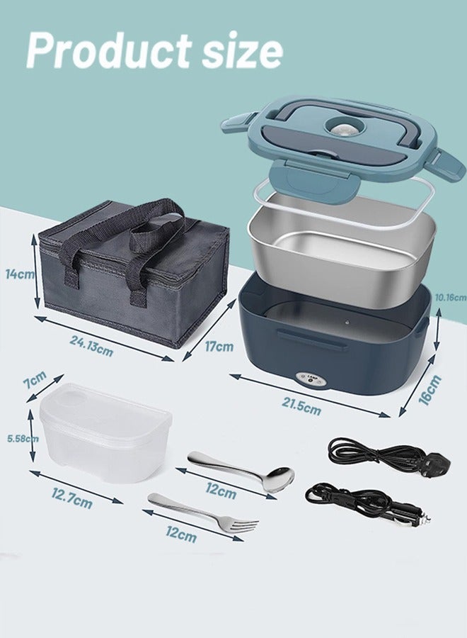 جارلو الكهربائية الغداء مربع الغذاء سخان ، 2 في 1 المحمولة الغداء ساخنة مربع الغداء للكبار ، مكتب ، شاحنة ، والعمل ، 1.5L انفصال 304 الفولاذ المقاوم للصدأ حاوية ، معزول حقيبة يد مع شوكة وملعقة - Image 3