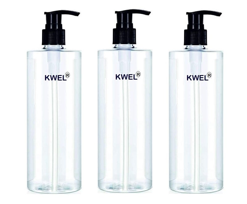 KWEL Pump Dispenser Empty Bottle Refillable for Multipurpose 500 ML Pack 0f 3 Black - Image 1