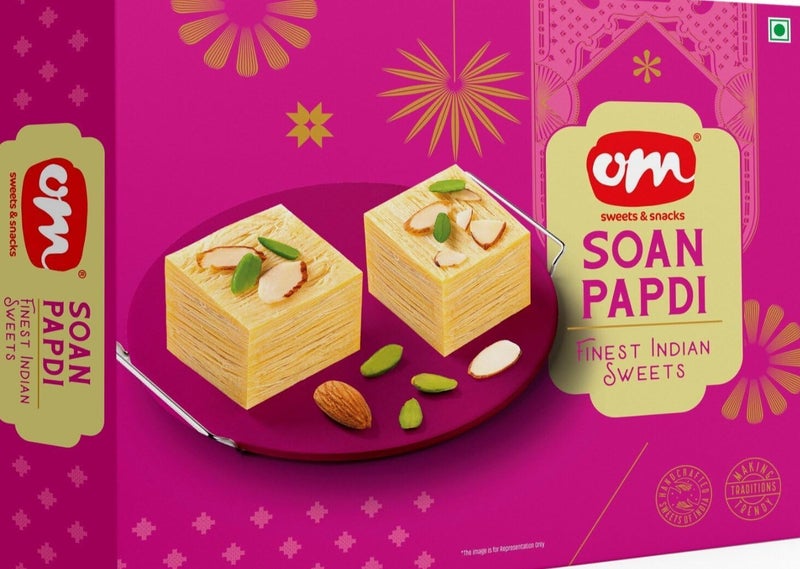 OM Sweets Soan Papdi - 200g - Finest Indian Sweets - Image 1
