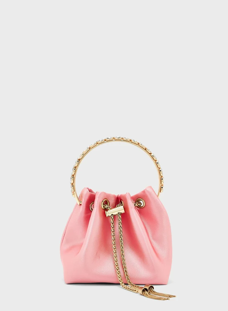 Ella Limited Edition Satin Jewelled Handle Bucket Evening Bag