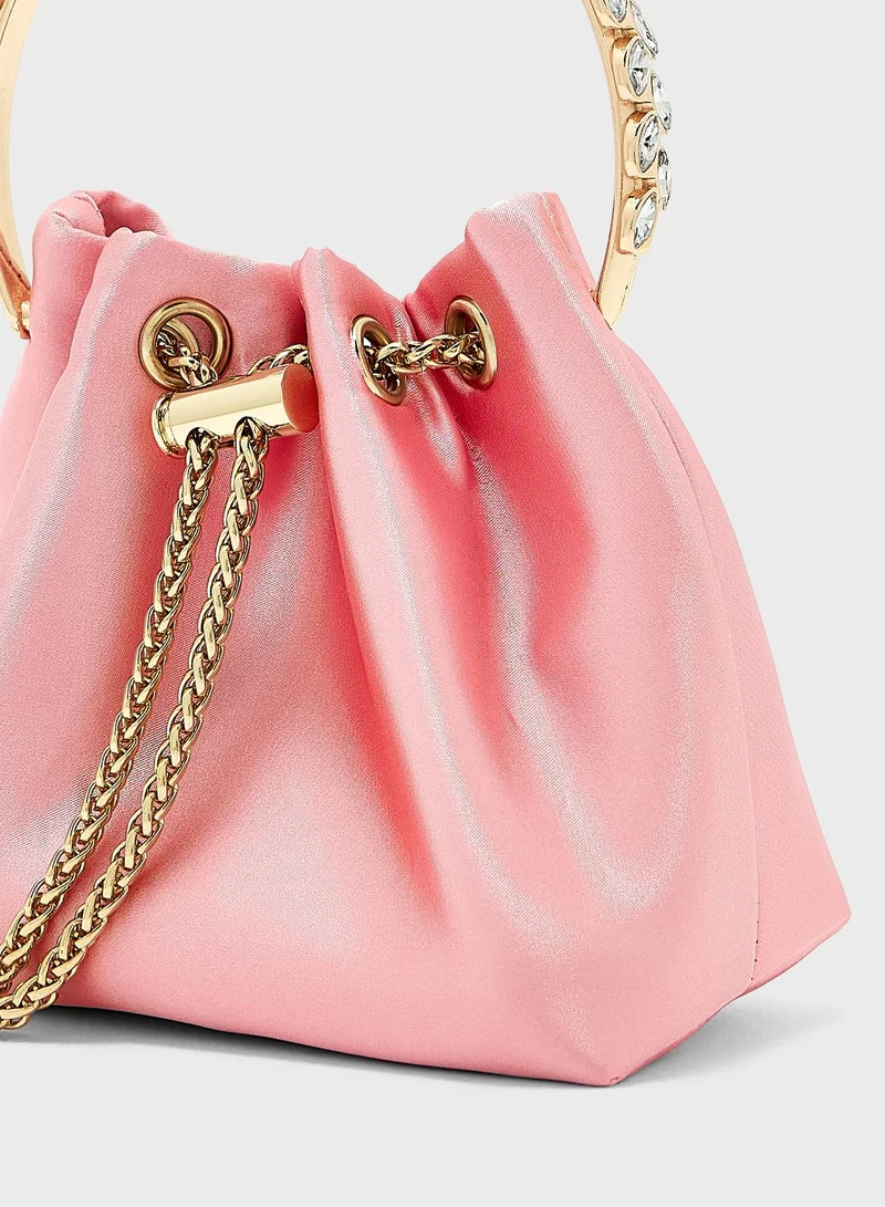Ella Limited Edition Satin Jewelled Handle Bucket Evening Bag