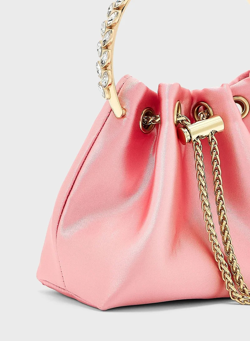 Ella Limited Edition Satin Jewelled Handle Bucket Evening Bag