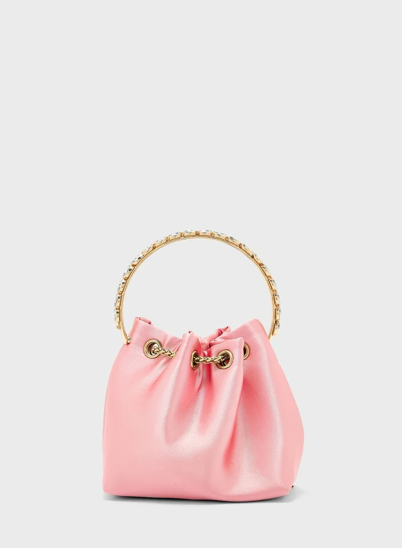 Ella Limited Edition Satin Jewelled Handle Bucket Evening Bag