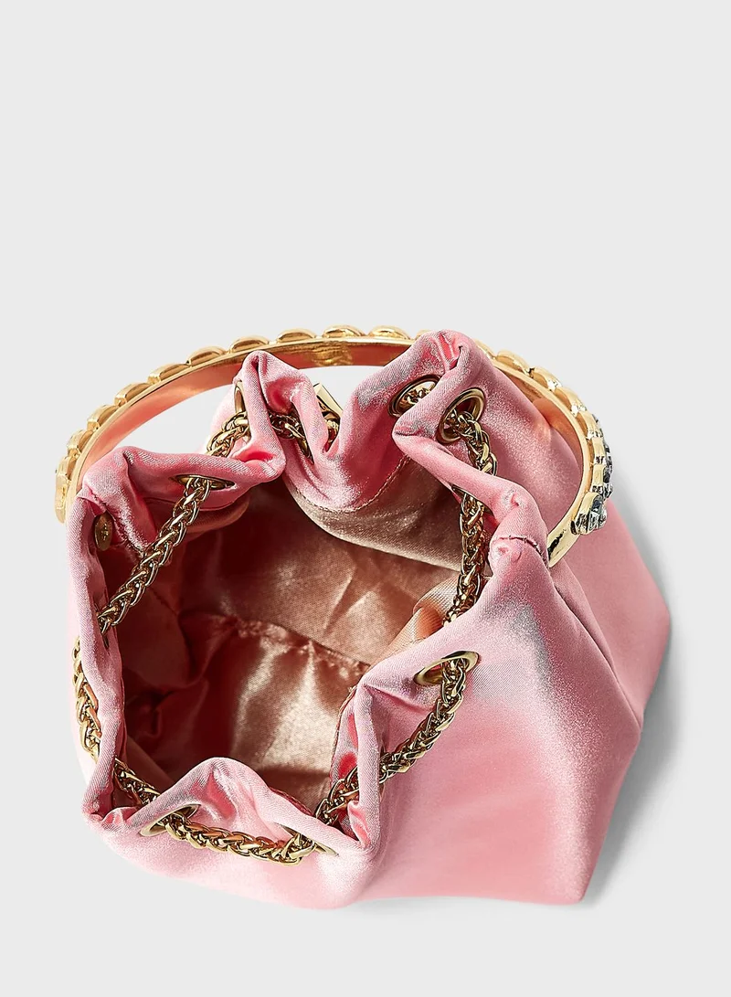 Ella Limited Edition Satin Jewelled Handle Bucket Evening Bag