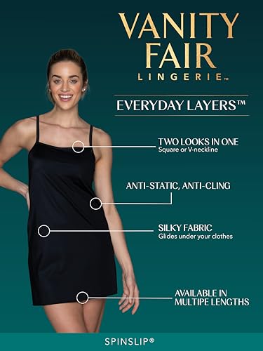 Vanity Fair Womens Anti-static Nylon For Under Dresses (S-5xl) Full Slip, Reversible - 32" - Black, Medium US - Image 2