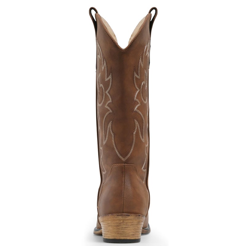 IUV Cowboy Boots for Women Mid Calf Fashion Cowgirl Boots with Embroidery Western Snip Toe Boot - Image 4