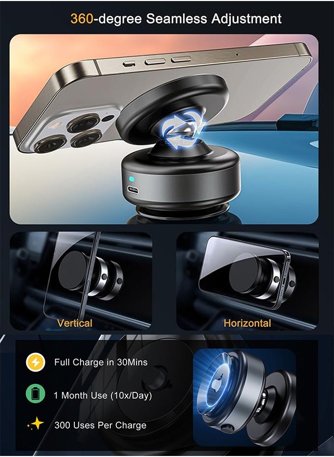 FUNCOT 360-Degree Adjustable Electric Vacuum Magnetic Suction Cup Phone Mount, Hands-Free Magnetic Cell Phone Holder for Car/Gym/Mirror/Smooth Surface,Car Phone Holder, Kitchen Phone Holder, Gym Phone Holder  - Image 2