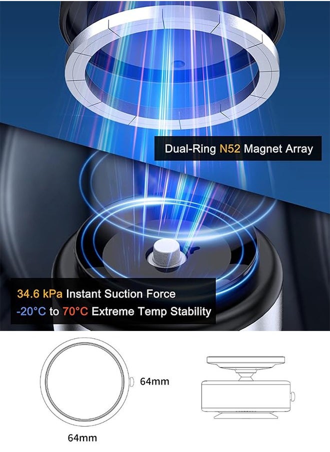 FUNCOT 360-Degree Adjustable Electric Vacuum Magnetic Suction Cup Phone Mount, Hands-Free Magnetic Cell Phone Holder for Car/Gym/Mirror/Smooth Surface,Car Phone Holder, Kitchen Phone Holder, Gym Phone Holder  - Image 4