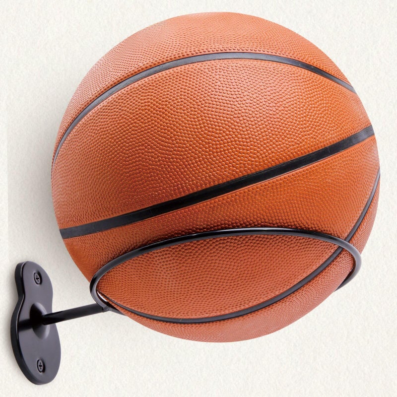 Lauvee Basketball Holder Wall Mount, 7 inch Diameter Metal Ball Holder, Ball Storage for Basketball, Football, Volleyball, Soccer, Ball Rack Display for Sports Accessories Organizer (Cal shape,2 Pack) - Image 3