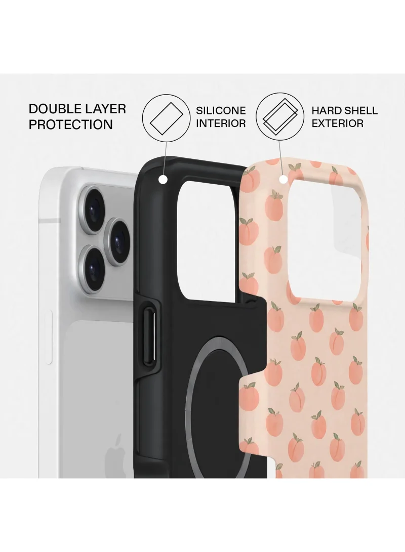 Mobcos iPhone 18 Pro Max Peach Polka Premium Case Compatible with Hybrid Dual-Layer Hard Shell + Silicone Protection - Scratch-Resistant Shockproof Mobile Cover