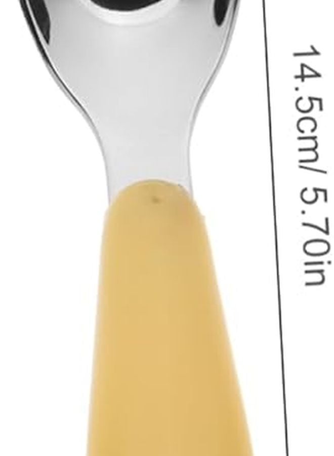 3Pcs Yellow Stainless Steel Baby Spoons Ergonomic Grip Handles for Fine Motor Skills - Image 3