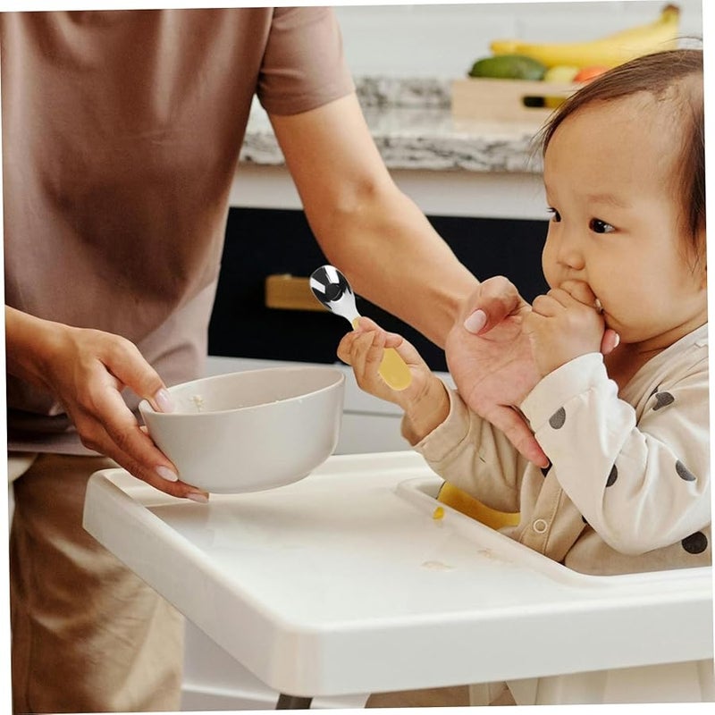 3Pcs Yellow Stainless Steel Baby Spoons Ergonomic Grip Handles for Fine Motor Skills - Image 5