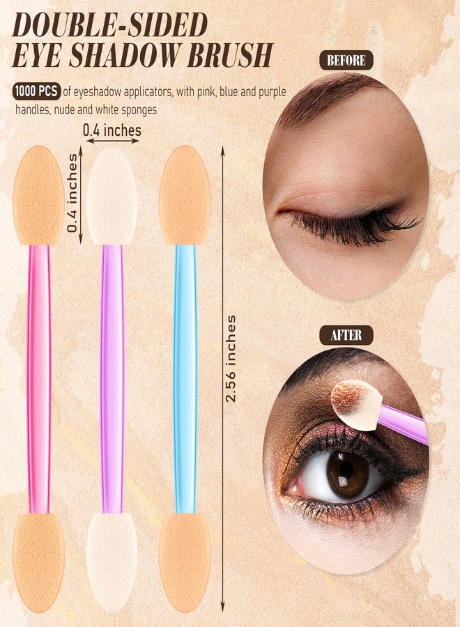 Mifoci 1000 Pcs Eyeshadow Applicators, Disposable Dual Sides Eye Shadow Sponge Applicators, Eyeshadow Brush for Lady Women Makeup Daily Beauty(Mixed Colors) - Image 2