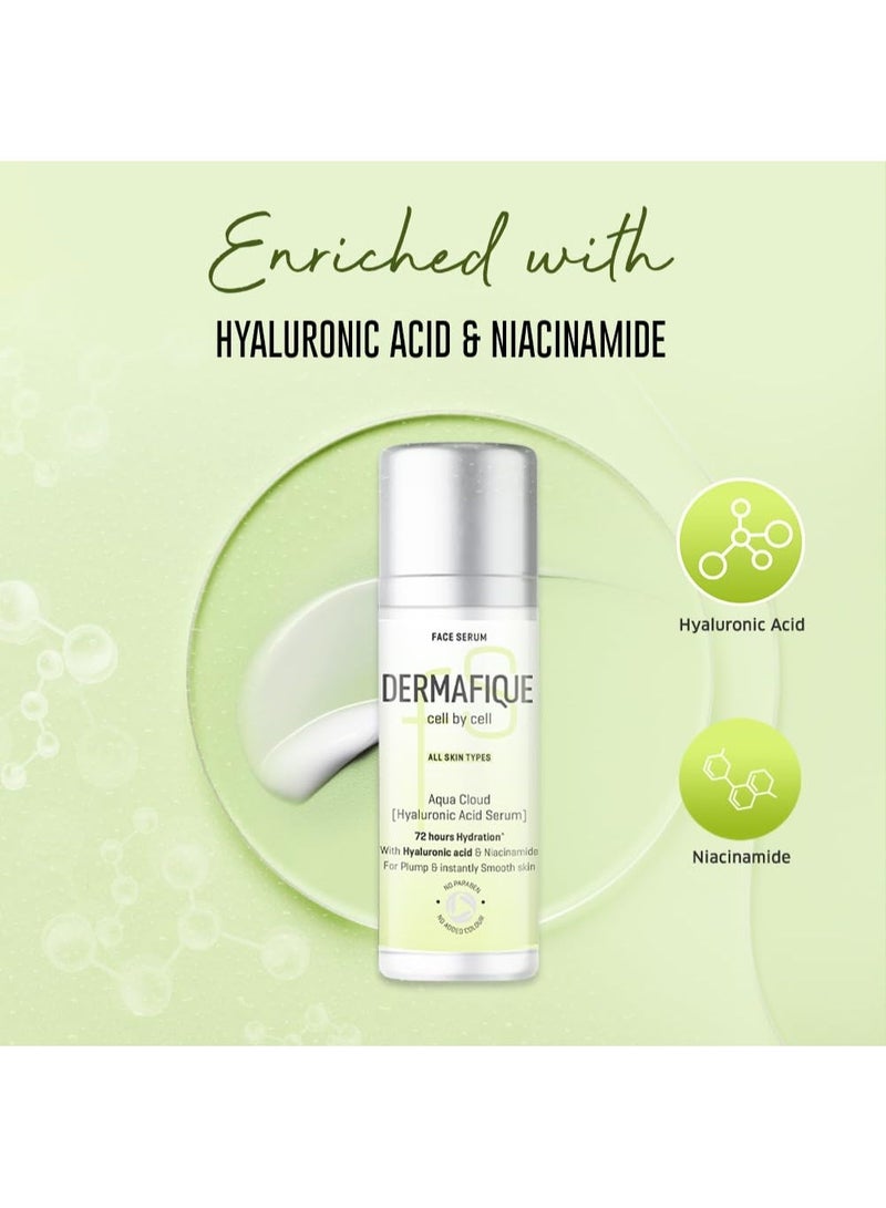 Dermafique Aqua Cloud Serum 30 ml, with Hyaluronic Acid, 72 hrs hydration, for Plump, Instantly Smooth Skin - Image 3