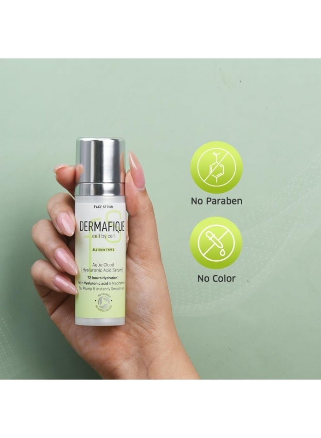 Dermafique Aqua Cloud Serum 30 ml, with Hyaluronic Acid, 72 hrs hydration, for Plump, Instantly Smooth Skin - Image 4