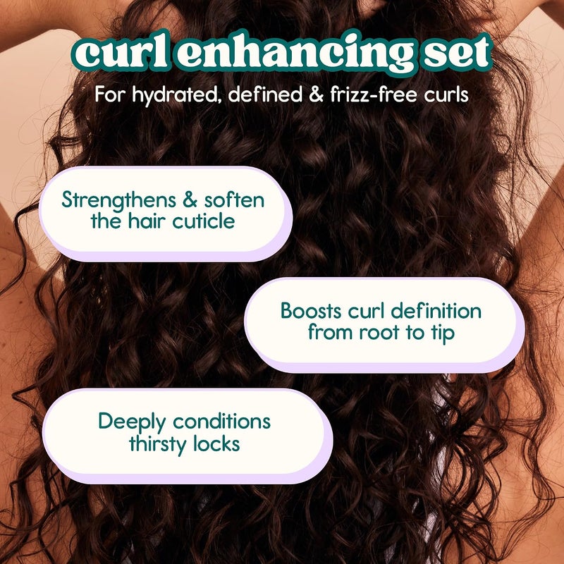 Nature Spell Curl Enhancing Set for Curly Hair Salt Free Shampoo & Conditioner Hair Mask & LeaveIn Cream Sulfate & Paraben Free Suitable for All Curl Types Colour Safe Vegan Pack of 4 - Image 2