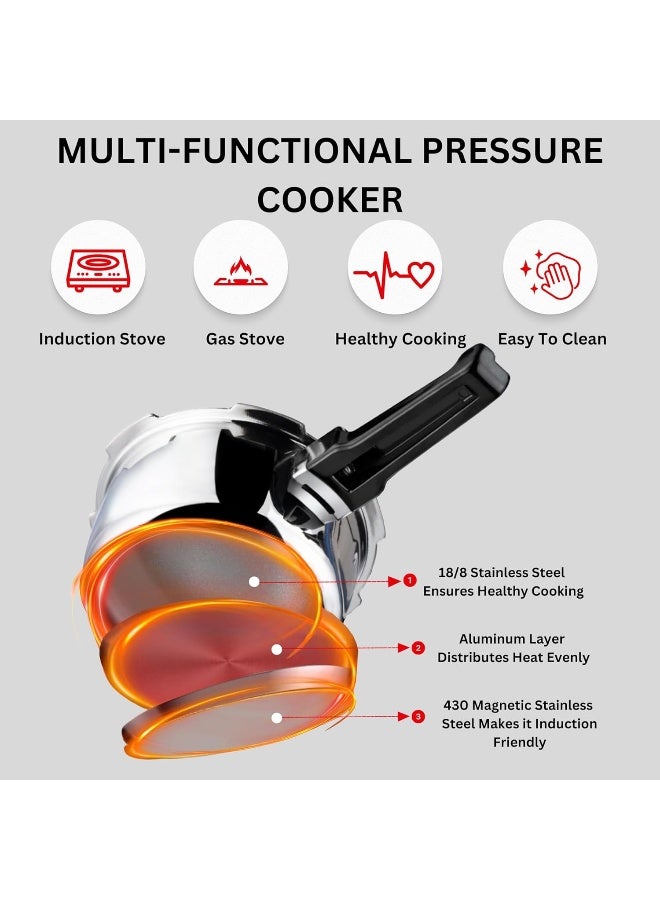 Vinod Platinum Triply Stainless Steel Outer Lid Pressure Cooker 5 L - Image 5