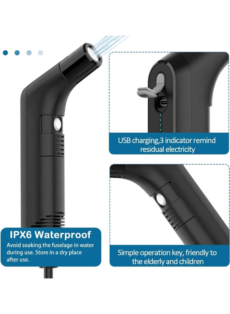 Portable Bidet – Rechargeable Travel Shattaf with 2.3L Water Tank, 2-Speed Flow Control, 1.2M Hose & Carrying Bag – Ideal for Camping, Travel, and Personal Hygiene (Black)
