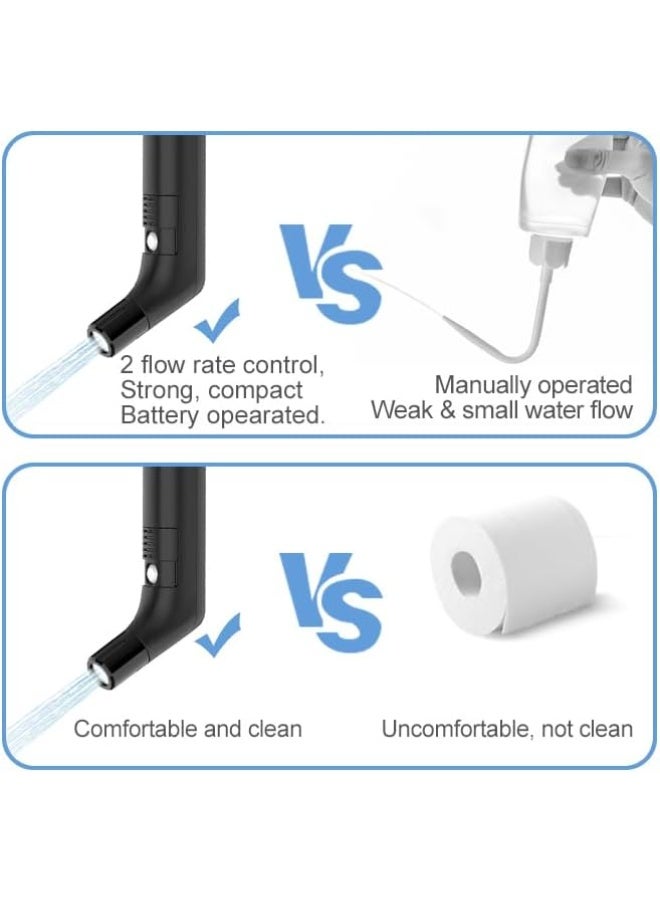 Portable Bidet – Rechargeable Travel Shattaf with 2.3L Water Tank, 2-Speed Flow Control, 1.2M Hose & Carrying Bag – Ideal for Camping, Travel, and Personal Hygiene (Black)