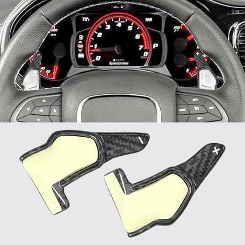 BLAKAYA Compatible with Dodge Challenger Charger SRT 20152024 Durango SRT 20142024 Real Carbon Fiber Steering Wheel Shift Paddle Extended Cover Trims Accessories Black 2PCS - Image 1