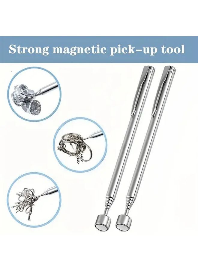 2pcs Extendable Magnetic Pickup Tool with Grip Ergonomic Handle Battery Free Magnetic Grabber - Image 1