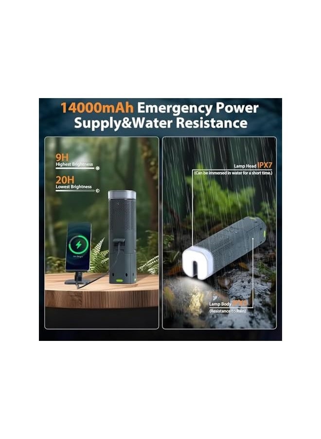 erorex Camping Lantern, 14000mAh Rechargeable Telescopic Camping Lights Built-in Magnetic Stand with Speaker, Portable Waterproof Outdoor LED Flashlight for Emergency, Hiking, Camping, Fishing  - Image 2