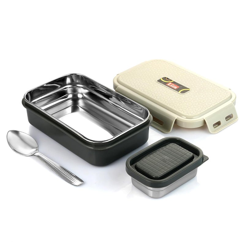 WIAA Insulated Stainless Steel Lunchbox for Office School Kids Travelling Airtight Leak Proof Grey - Image 1