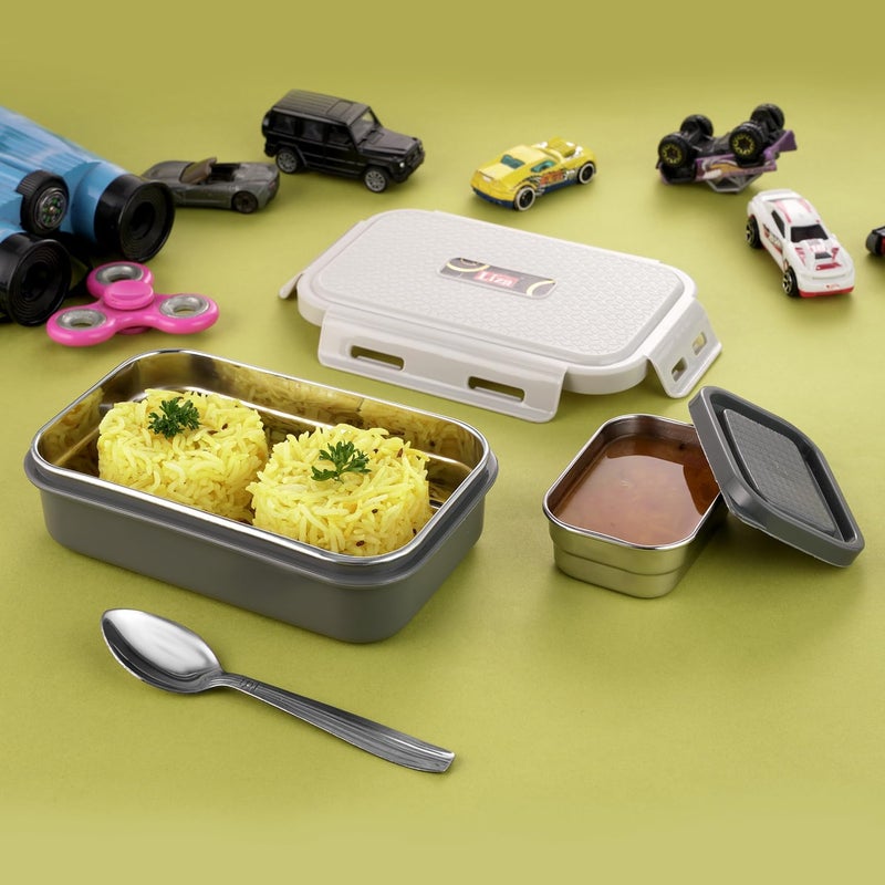 WIAA Insulated Stainless Steel Lunchbox for Office School Kids Travelling Airtight Leak Proof Grey - Image 2