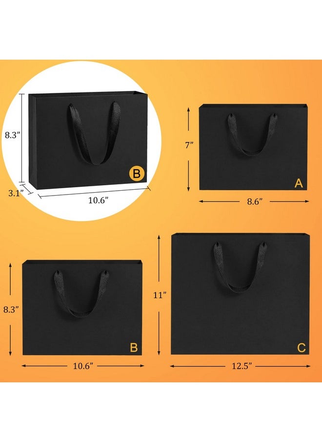 BagDream - Black Gift Bags 25 Pack 10.6X3.1X8.3 Heavy Duty Kraft Paper Bags With Handles For Boutique Wedding Party Favor Bags Grocery Retail Merchandise Bags Medium Gift Paper Sacks - Image 1